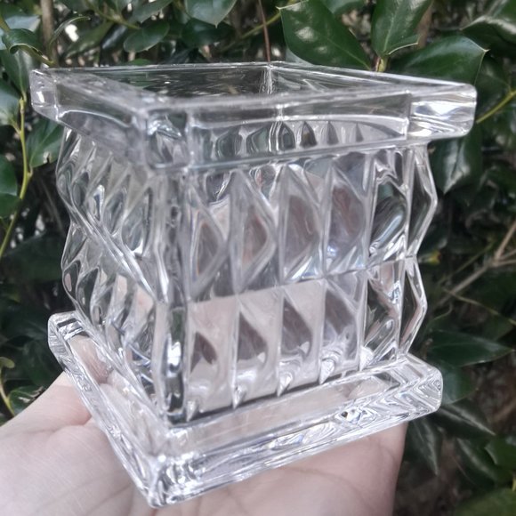 Crystal Vase Waterford Square Diamond Cut Clear Glass Marquis - Picture 4 of 16